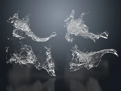 Modern Water Fountain With Dynamic Transparent Splashes And Visual Effects 3d model