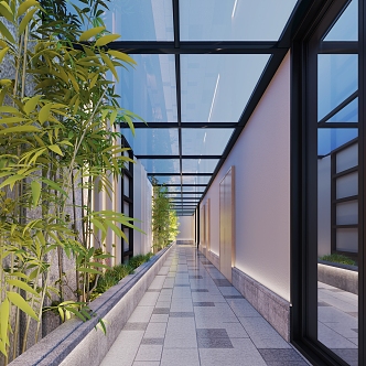 Modern sun room corridor 3d model