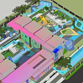 Garden Landscape Design With Colorful Buildings Water Features And Green Spaces