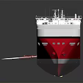 Modern Red And White Ship With Multi Level Exterior Structure