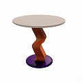 Modern Coffee Table With Round Tabletop Twisted Brown Legs And Purple Base 3d model