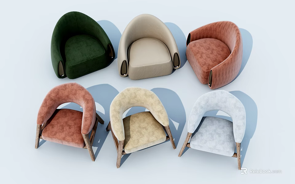 Modern Single Sofa Collection In Multiple Colors With Comfortable Upholstery And Stylish Design 3d model 