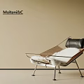 Modern MolteniC Lounge Chair With Metal Frame Black Cushion And White Fur