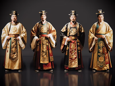 2D ancient costume figure ancient costume rich merchant god of wealth ancient costume man ancient merchant 3d model