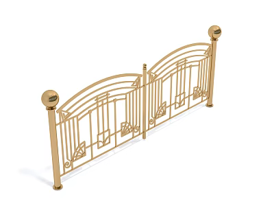 Elegant Decorative Golden Railing With Spherical Tops And Curved Design Lines 3d model