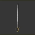 Classic Historical Sword With Golden Hilt And Silver Blade In Detailed Design