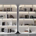 Simple Bookshelf Storage Rack White Bookshelf Rounded White Bookshelf Book Ornaments Decorative Ornaments 3d model