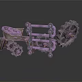 Vintage Mechanical Car Model With Gears And Metal Parts On White Surface