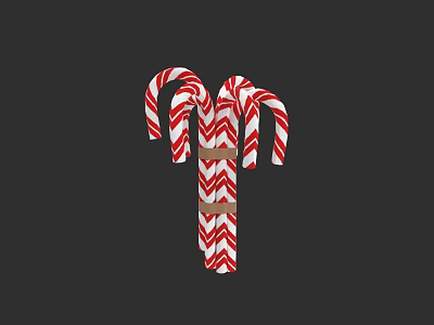 Simple Candy Cane Food Decorative Sweets Arms 3d model