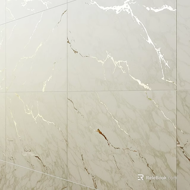 White Marble Tiles With Gold And White Veins For Interior Decoration 3d model 