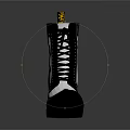 Stylish Black And White Lace Up Boots With Block Heel And Studded Details