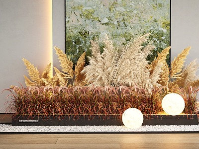 Reed Plant Landscape Sketches Wheat Ear Dried Flower Pennisetum Plant Combination 3d model