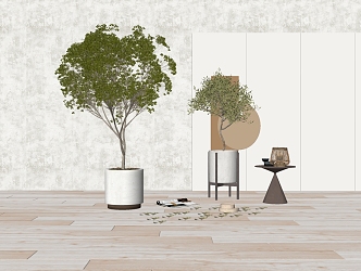 Modern potted plant potted combination 3d model