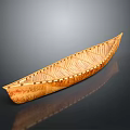 Traditional Wooden Canoe With Intricate Textured Design For River Water Travel