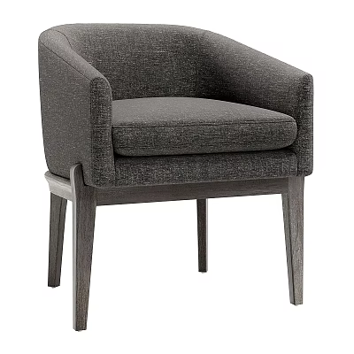Modern Gray Fabric Accent Chair With Wooden Legs And Comfortable Armrests 3d model