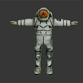 Game Movie Character In White Space Suit With Red Helmet Open Arms Pose