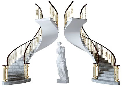 European-style revolving staircase 3d model