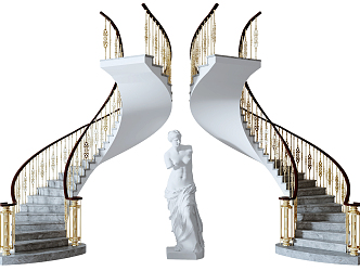 European-style revolving staircase 3d model