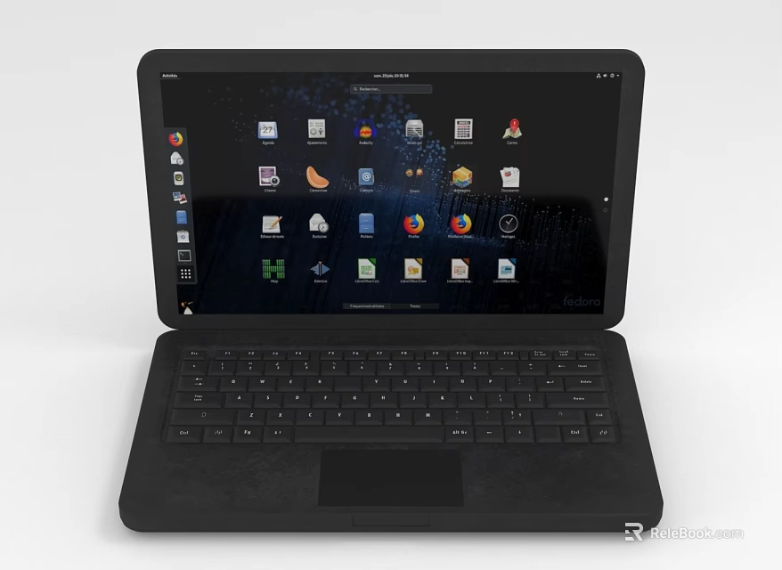 Modern Black Laptop With Screen Displaying App Icons Keyboard And Touchpad 3d model 