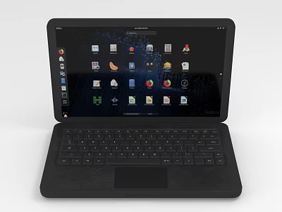 Modern Black Laptop With Screen Displaying App Icons Keyboard And Touchpad 3d model