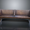 Vintage Wooden Multi Person Sofa With Armrests And Separate Seats On Smooth Floor