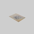 Square Rug With Vintage Distressed Design Beige Blue Pink Artistic Pattern