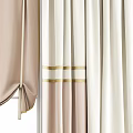 Beige Cream Window Curtains With Light Brown Stripes And Tiebacks Design 3d model