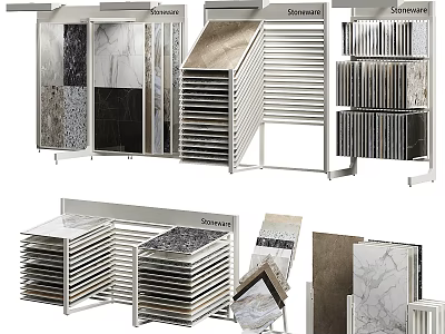 Stoneway Stone Sample Display Racks With Multiple Layers And Various Designs For Showroom 3d model