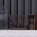 Various Styles Of Swing Doors With Metal Frames Wooden Panels And Decorative Patterns