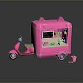Pink Cat Ear Food Truck With Cute Exterior And Mobile Display Design