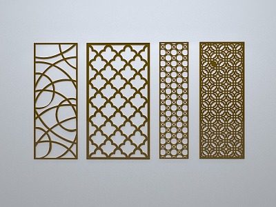 Chinese-style window grilles silhouette pane window sill border openwork window 3d model