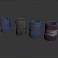 Colorful Rustic Oil Barrels With Blue Green Red And Distressed Surfaces