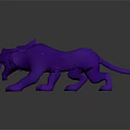 Purple Mythical Beast with Horns Sharp Fangs and Dynamic Muscular Aggressive Pose