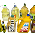Assorted Cooking Oil And Olive Oil Condiment Bottles With Colorful Labels And Different Sizes