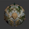 Exquisite Green Jade Pendant With Golden Lion Head And Leaf Base Design