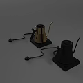 Modern Electric Kettles in Gold and Black with Base and Power Cord for Daily Use Design