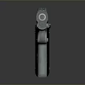 Classic Silver Metal Pistol With Wooden Grip Isolated On Gray Background