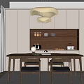Modern-style restaurant dining table and chair combination 3d model