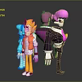3D Animated Game Characters With Colorful Outfits And Distinct Hairstyles
