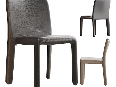 Modern Stylish Dining Chairs With Smooth Leather Finish And Different Color Tones 3d model