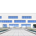 modern factory building single-storey factory building 3d model