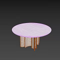 Modern Round Coffee Table With White Top And Multi Column Base Design 3d model
