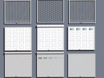 Different Types Of Roller Shutters With Mesh White Panel And Gray Design Styles 3d model