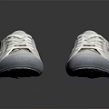 White Canvas Lace Up Low Top Shoes With Rubber Sole Brand Logo And Reflective Surface