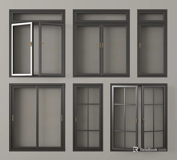 Modern Casement Windows With Aluminum Frame And Double Glazed Glass For Home Renovation 3d model 
