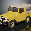 Yellow Vintage Jeep with Soft Top Classic Design and Off Road Wheels