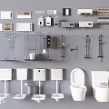 Modern Bathroom Fixtures Collection with Toilet Washbasin Shower Accessories and Cabinets