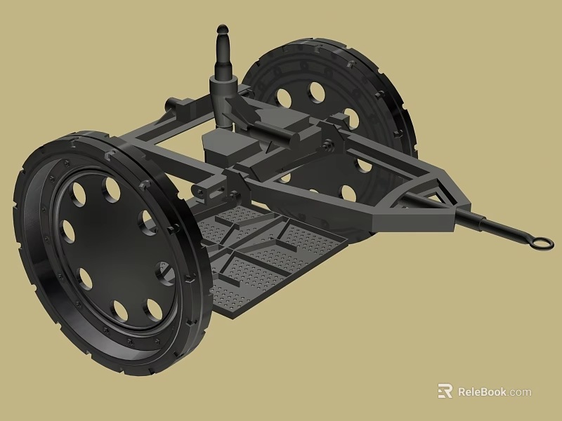 Weapon 3D Model With Large Wheels And Metal Towing Frame Mechanical Design 3d model