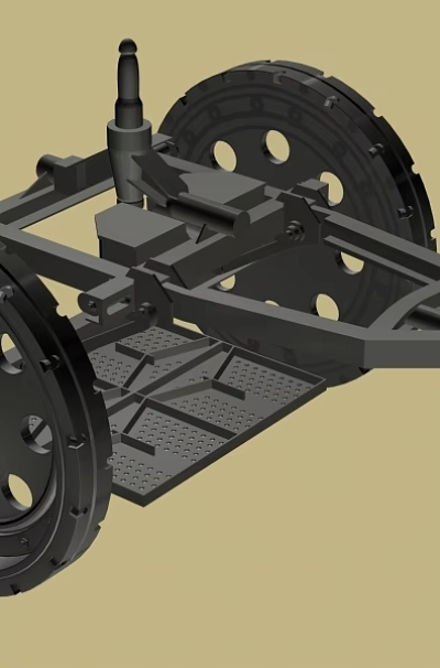 Weapon 3D Model With Large Wheels And Metal Towing Frame Mechanical Design 3d model Weapon 3D Model With Large Wheels And Metal Towing Frame Mechanical Design 3d model