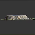 Wood Stone Tree Stump Decorative Piece With Blue Circular Top And Green Mossy Base